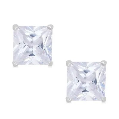 Sterling Silver White Cz 5x5mm Square Stud Earring