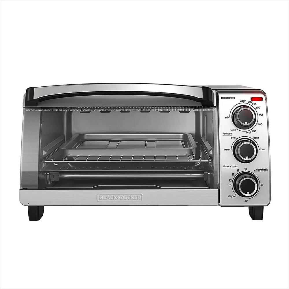 Black + Decker - Toaster Oven, 4 Slice Capacity, 4 Functions, 1150W, Stainless Steel