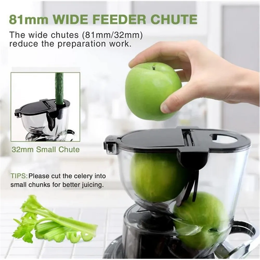 Slow Masticating Juicer With 81mm Wide Chute