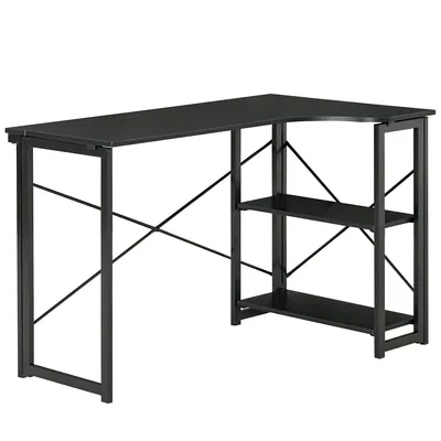 L-shaped Folding Corner Desk With 2 Shelves