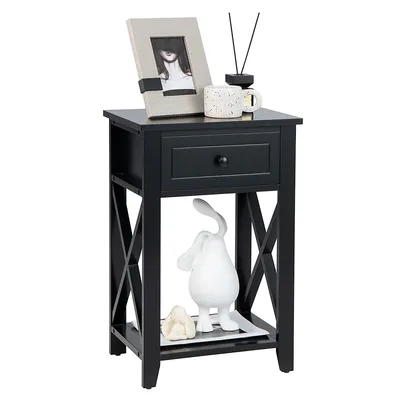 Nightstand Chair Side End Table With Drawer & Shelf Bedroom Furniture