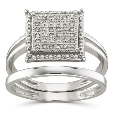 10kt Silver Plated Bridal Set With Diamond Ring
