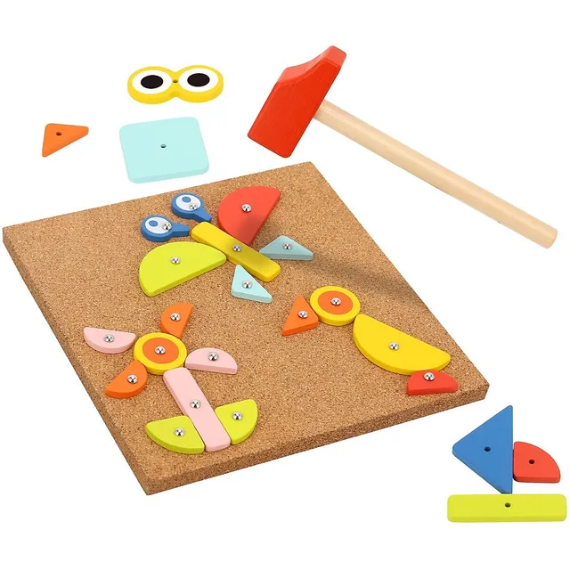 TOOKYLAND Wooden Geoboard For Kids - 69pcs - Board, Rubber Bands And  Pattern Cards, Ages 3+