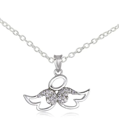 10kt 18" White Angel With Cz Necklace