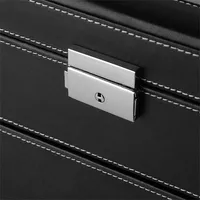 Lockable Watch Leather Box Jewelelry Storage Organizer 20 Girds 2 Tier Jewelry Case Organizer