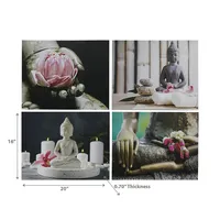 Canvas Wall Art Zen Buddha - Set Of 4