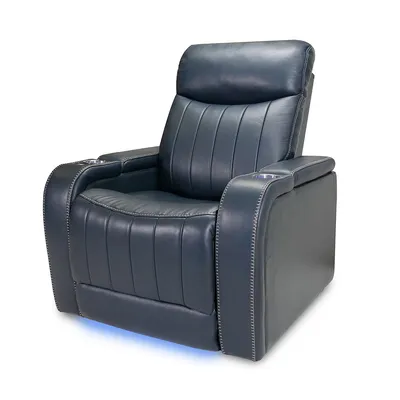 Glasgow Top Grain Leather Power Headrest Lumbar Luxury Recliner with Ambient LED lighting