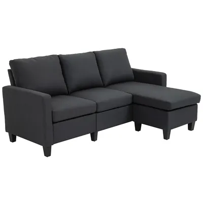 Sectional Sofa With Movable Ottoman For Bedroom