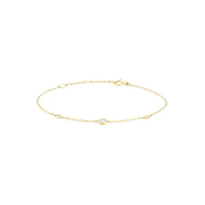 Station Bracelet With 0.10 Carat Tw Of Diamonds In 10kt Yellow Gold