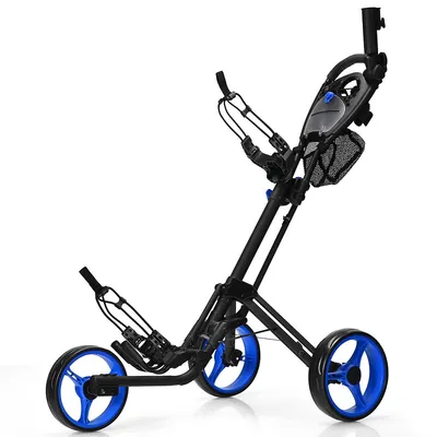 Goplus Folding 3 Wheels Golf Push Cart W/brake Scoreboard Adjustable Handle