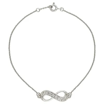 Sterling Silver 7.5" Rhodium Infinity Silver Bracelet