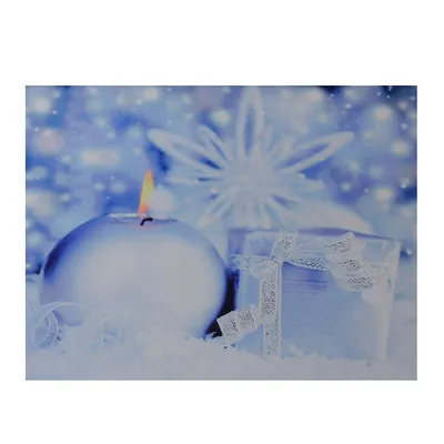 Led Lighted Candle And Gift Wintry Scene Christmas Canvas Wall Art 12" X 15.75"