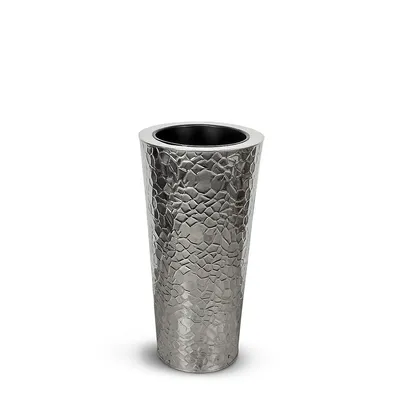 Chroma Martello Moderna Short Metal Cone Planter In Hammered Metal 28 In. Height