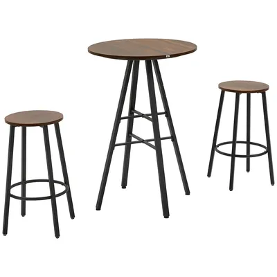Industrial 3 Piece Bar Table Set With Bar Table And Stools