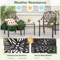 2pcs Patio Cast Aluminum Dining Chairs Armrests Outdoor Stackable