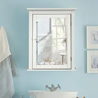 Bathroom Mirror Cabinet Wall Mounted Adjustable Shelf Medicine Storage White