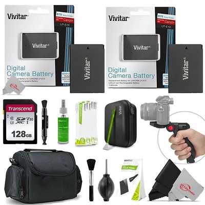 Deluxe Accessory Bundle For Canon Rebel T7 T6 T5 T100 2 Batteries 128gb Sdxc +