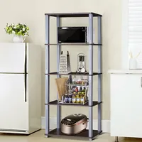 5-tier Multi-functional Storage Shelves Rack Display Bookcase Home Furni Walnut