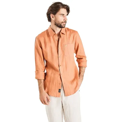 Long Sleeve Linen Shirt Rust