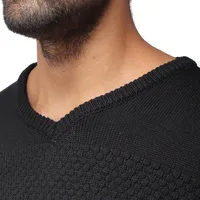 Men's V-neck Honeycomb Knit Sweater