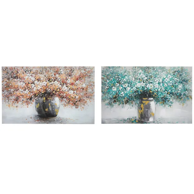Hand Painted Canvas Wall Art Bouquet Bunch - Set Of 2