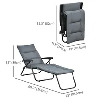 Folding Lounge Chair With Adjustable Back, Padded Cushion