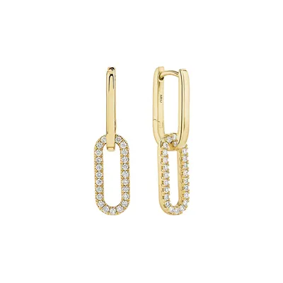 Paperclip Drop Earrings With 0.34 Carat Tw Of Diamonds In 10kt Yellow Gold