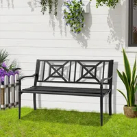 Steel Garden Bench For Outdoor, Black