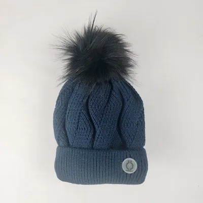 Navy Ziggy Tuque Luxury Winter Hat For Kids Ages 2-16 By Ösno - Ski Toque With Removable Pompom Lightweight, Warm, Stylish & Comfortable Beanie