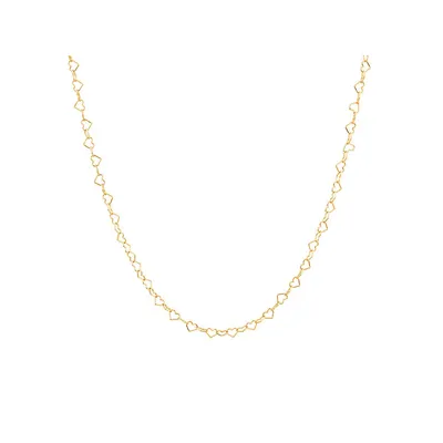 Heart Link Fancy Chain Necklace In 10kt Yellow Gold