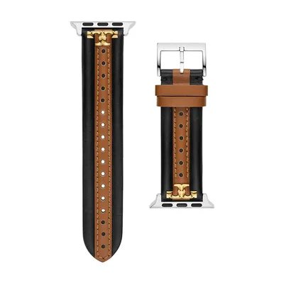 Women's Kira 38/40/41mm Black And Brown Fabric And Leather Band For Apple Watch®