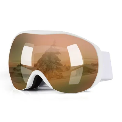 Snow Goggles Otg Design & Anti-fog Uv Protection, White Elastic Band