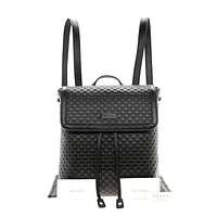 Microguccisima Black Leather Drawstring Backpack