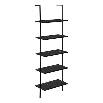 Bookcase 72"h Ladder Marble Black Metal