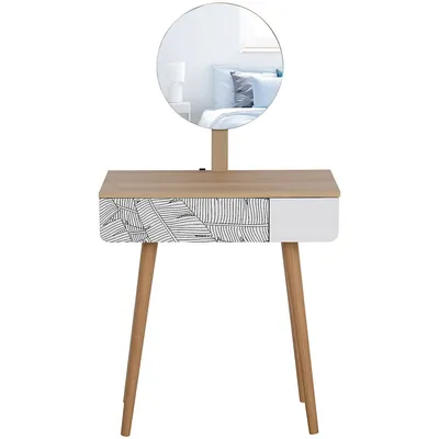 Dressing Table With Round Adjustable Mirror