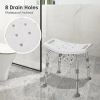 Bath Shower Seat Adjustable Height Shower Chair With Non-slip Seat And Feet, Bathtub Bench Stool, White