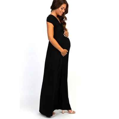 Ava Maternity & Nursing Gown Caviar