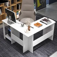L-shaped Corner Computer Desk Home Office Writing Workstation With Storage Shelves