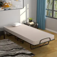 Folding Bed With Mattress Portable Rollaway Guest Cot Memory Foam Made Italy