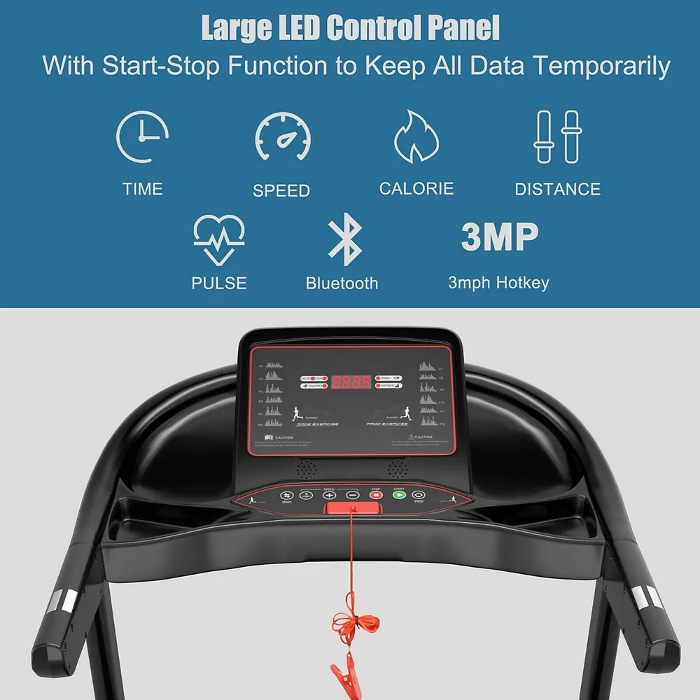 SuperFit 2.25HP Folding Treadmill Running Machine W/APP Heart Rate