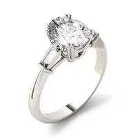 14k White Gold & 2.47 Ct. T.w. Created Moissanite Oval 3-stone Ring