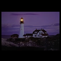Led Lighted Coastal Lighthouse Home With Sunset Canvas Wall Art 15.75" X 23.5"