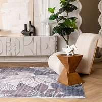 Modern Floral Brown Grey Indoor Soft Area Rug