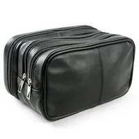 Genuine Leather Toiletry Bag Grooming Shaving Accessory Kit