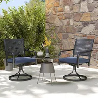 Patio Swivel Chairs W/ Cushion, Outdoor Swivel Rocker, Blue