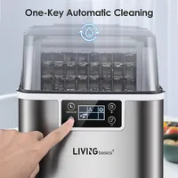 3.2L Countertop Ice Maker , 40LBS/24H Protable Stainless Steel Ice Machine , Adjustable Ice Cube Thickness and Self-Cleaning Function
