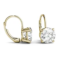 14k Yellow Gold & 3.00 Ct. T.w. Round Created Moissanite Leverback Earrings