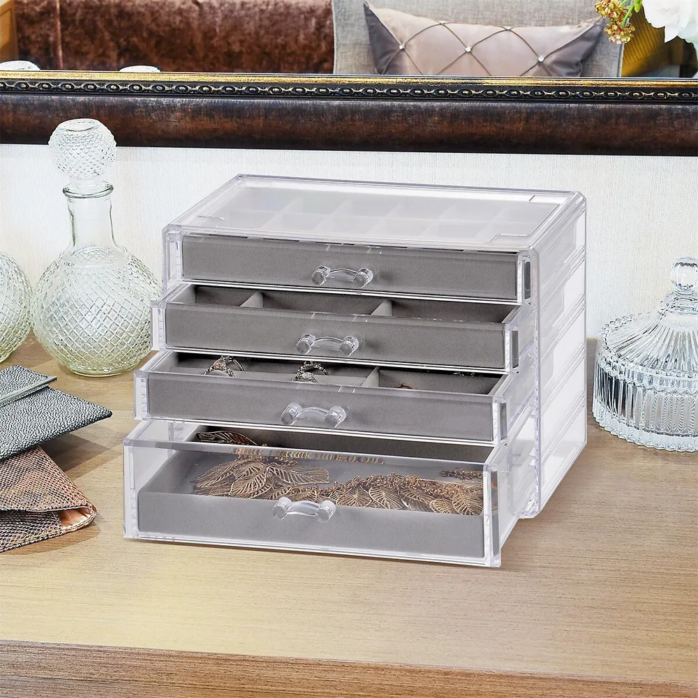 Detachable 9 Drawers Makeup Organizer Clear Acrylic Storage Box