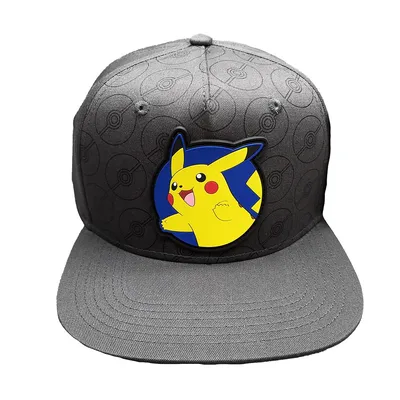 Pokemon Rubber Pikachu Emblem Pokeball Snapback Kids Hat