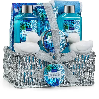 Home Spa Gift Basket In Heavenly Ocean Bliss Scent - 9pc Set